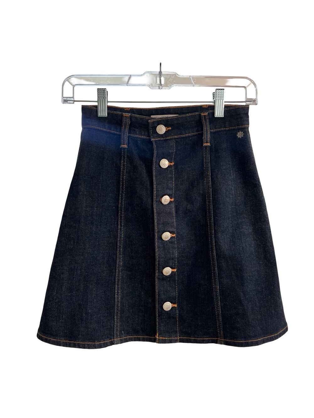Alexa Chung for AG Button Front Denim A line Skirt – Dark Wash